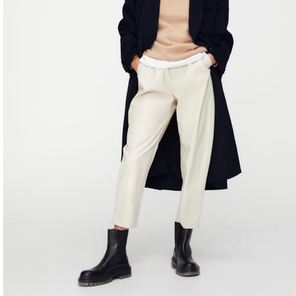 Zara cream leather pants